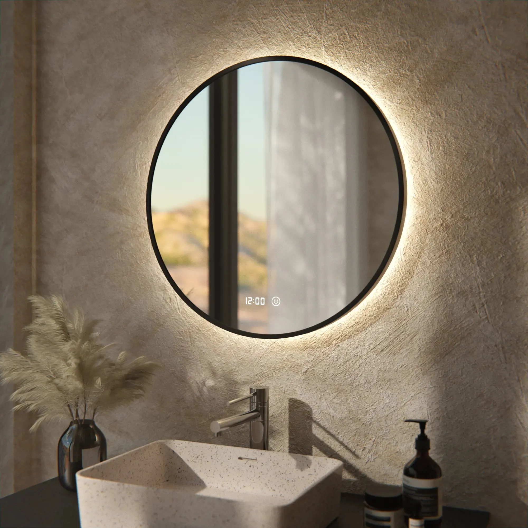 Miroir de salle de bain 60cm cadre noir