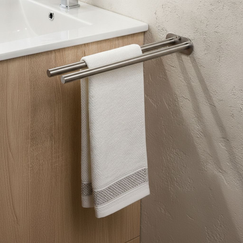 Porte-serviettes mural double noir mat