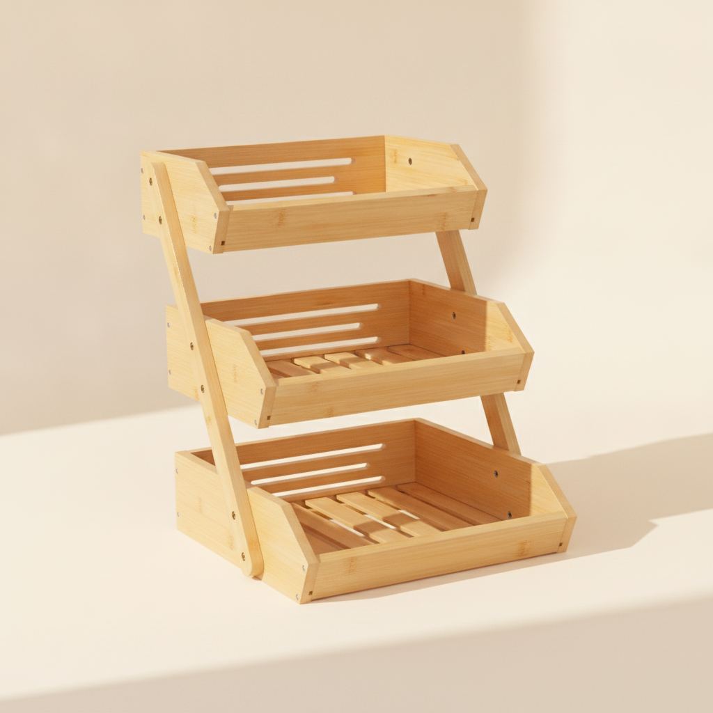 Panier de rangement en bambou à 2/3 niveaux