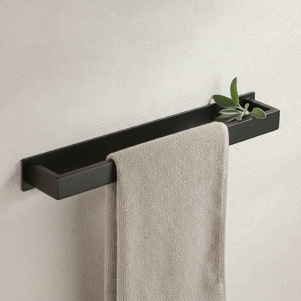 Porte-serviette mural sans perçage noir mat