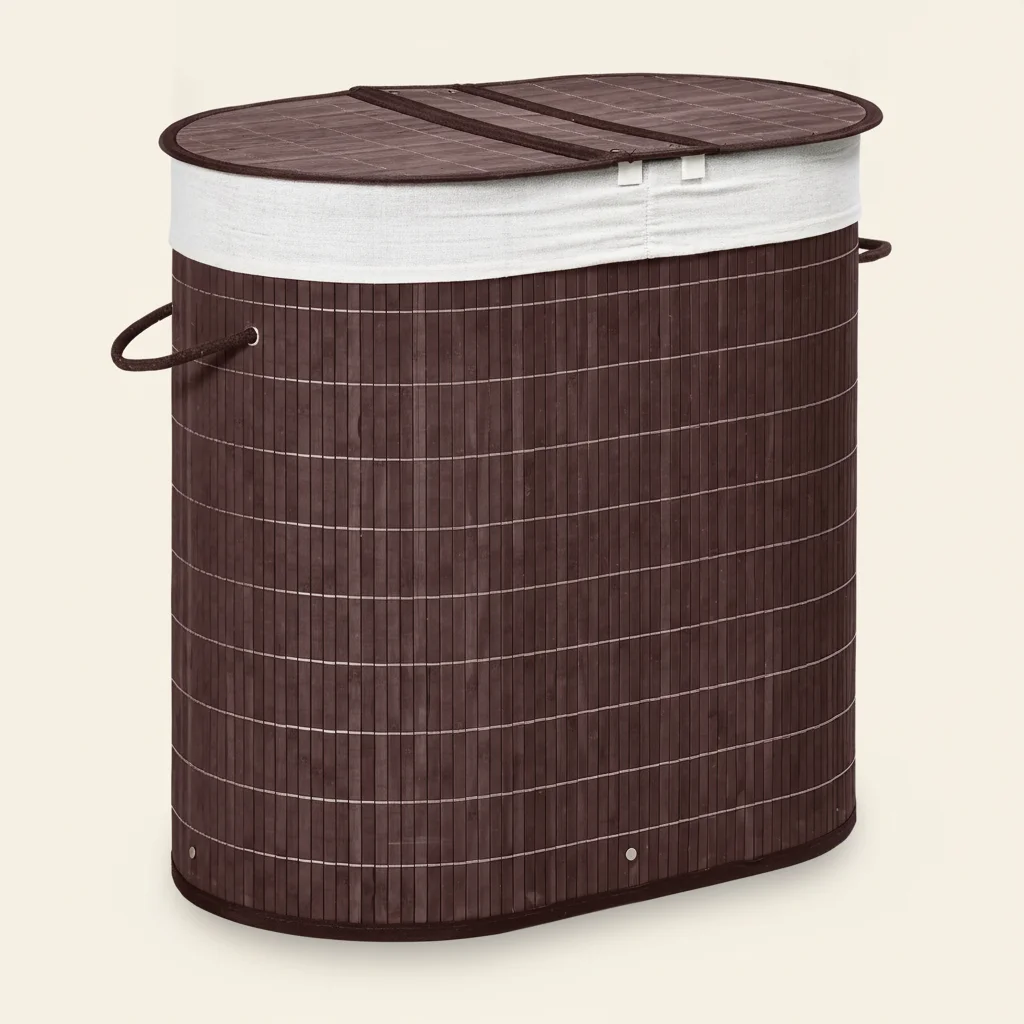 Panier à linge en bambou 2 compartiments 100L