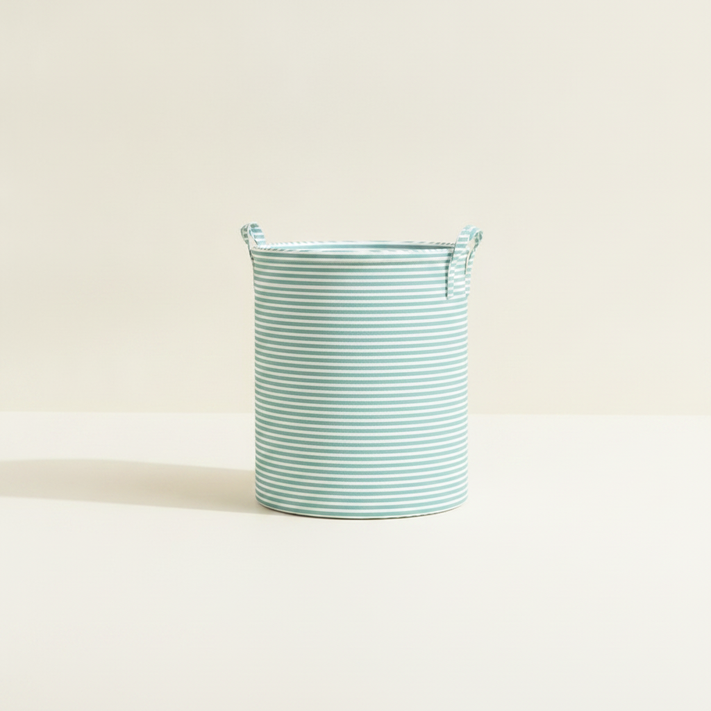 Panier à linge pliable en tissu rayé