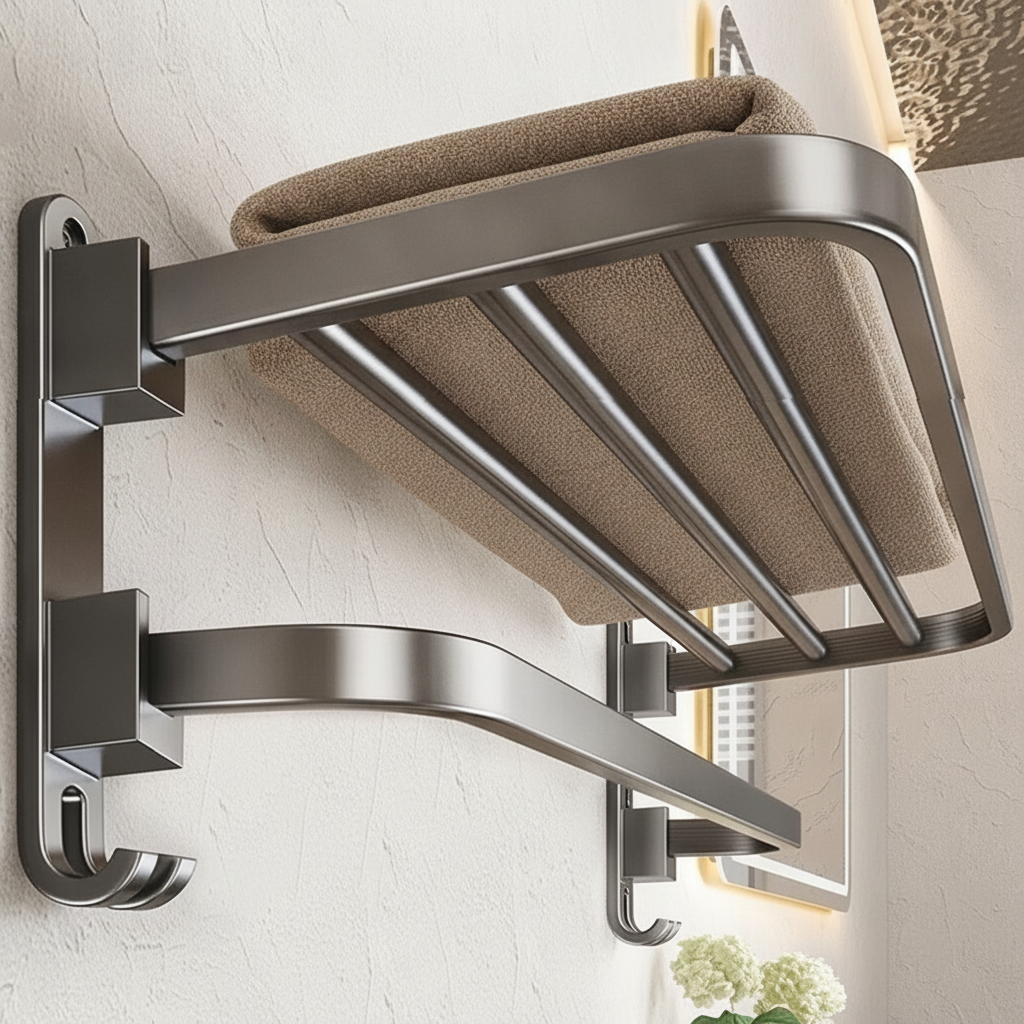 Porte-serviette mural pliant en aluminium 50-60 cm