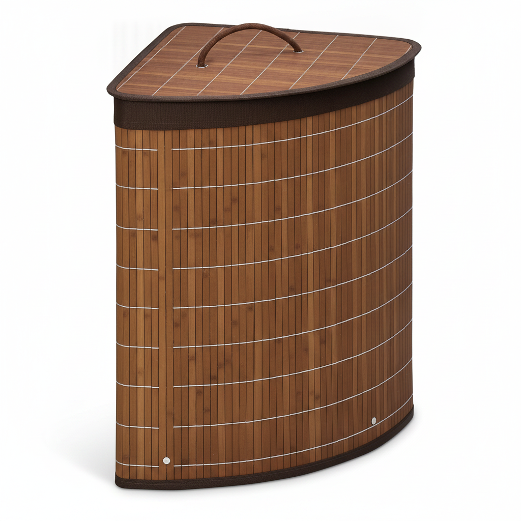 Panier à linge d'angle en bambou 55L