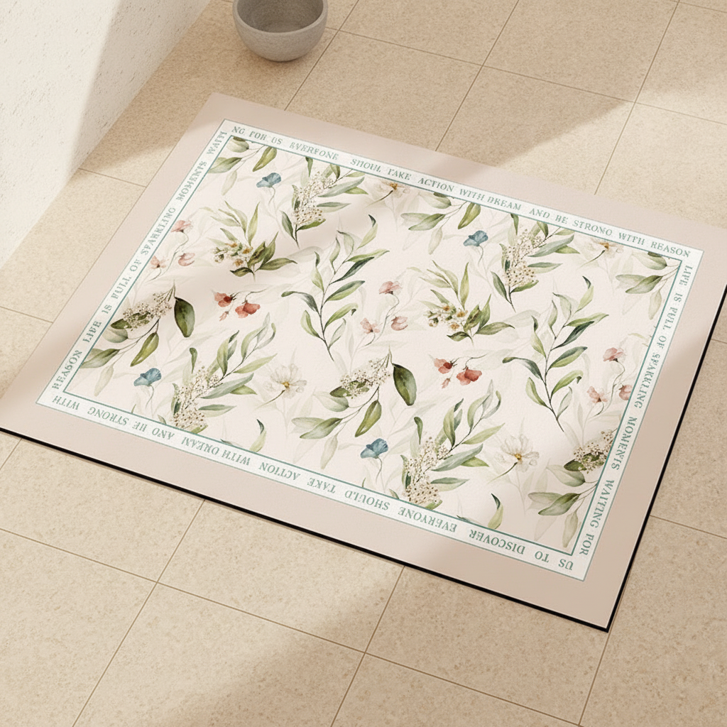 Tapis de bain en terre de diatomée florale
