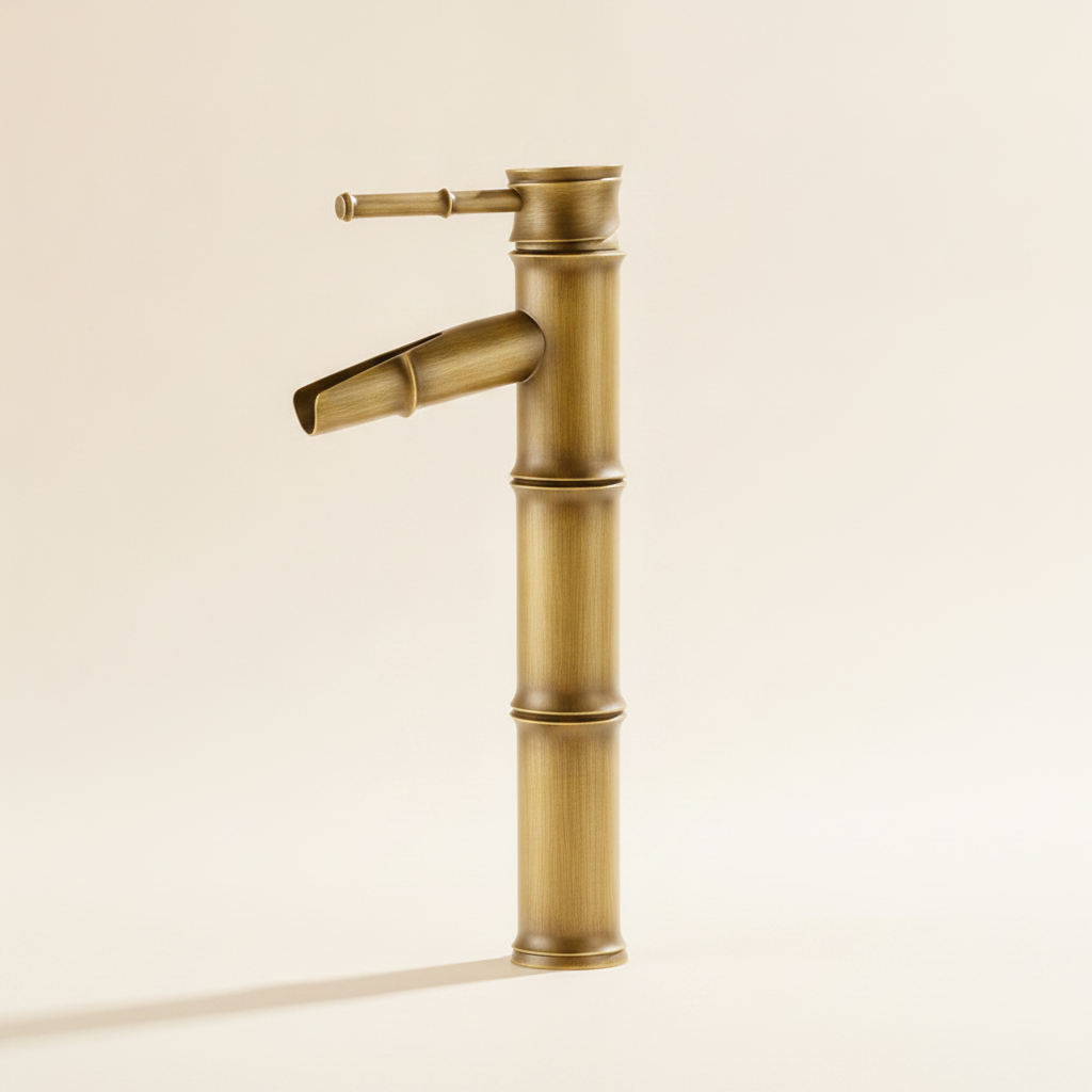 Robinet de lavabo en laiton design bambou
