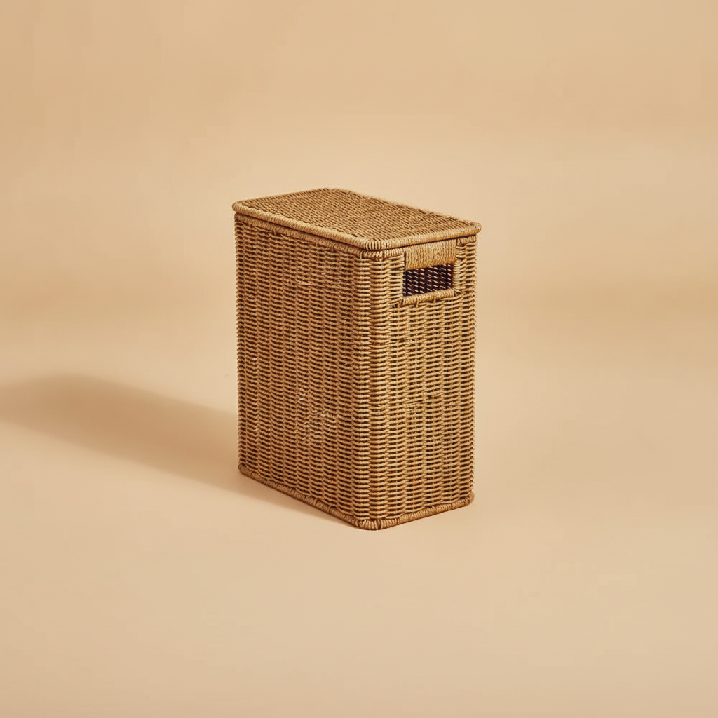 Panier de rangement rectangulaire en rotin