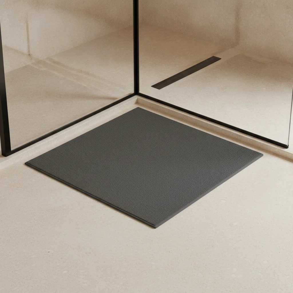 Tapis de bain d'angle en L absorbant