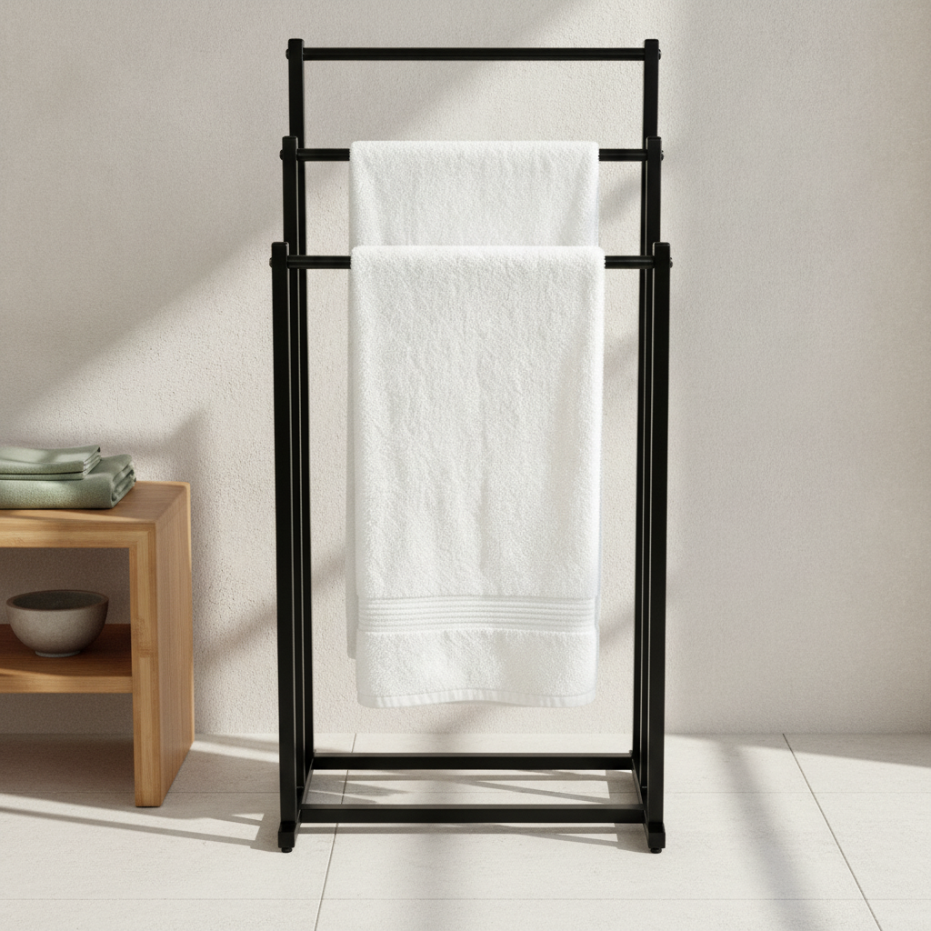 Porte-serviette sur pied à 3 niveaux