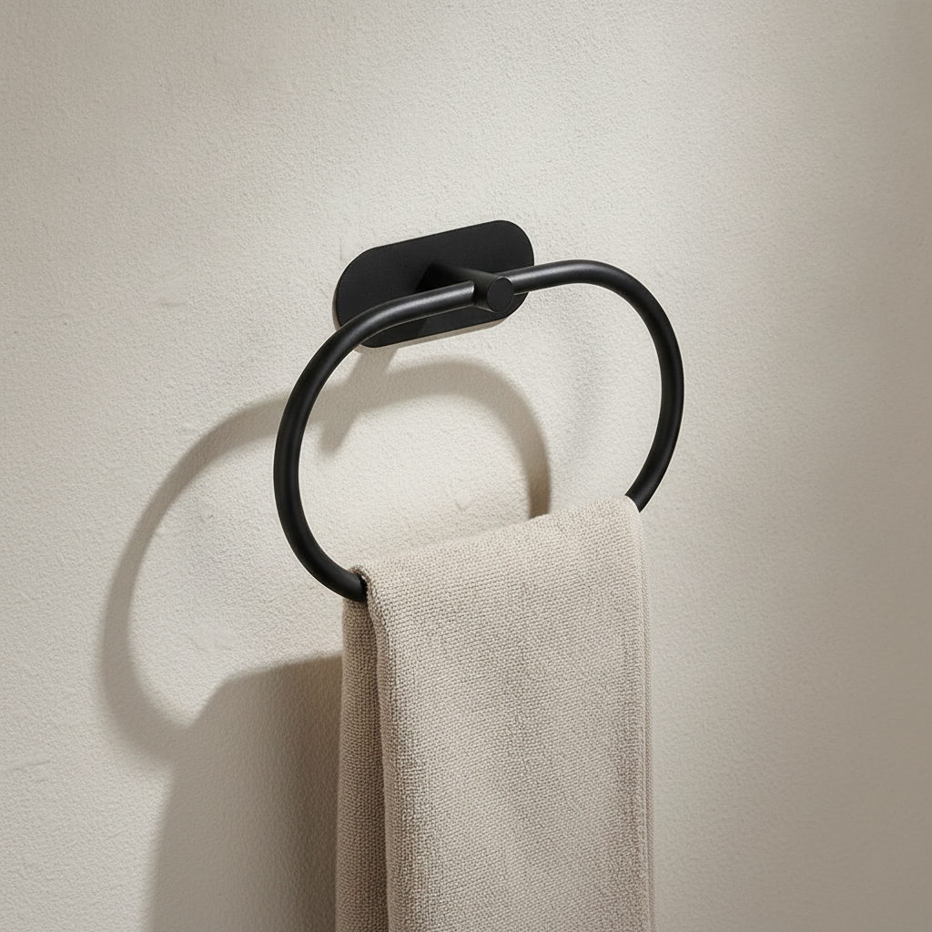 Porte-serviette adhésif noir mat
