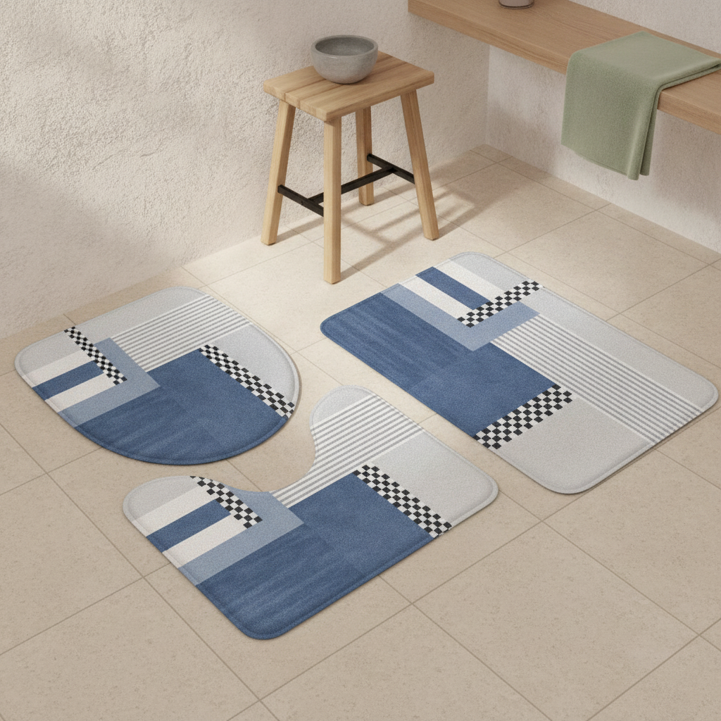 Tapis de bain antidérapant motif abstrait