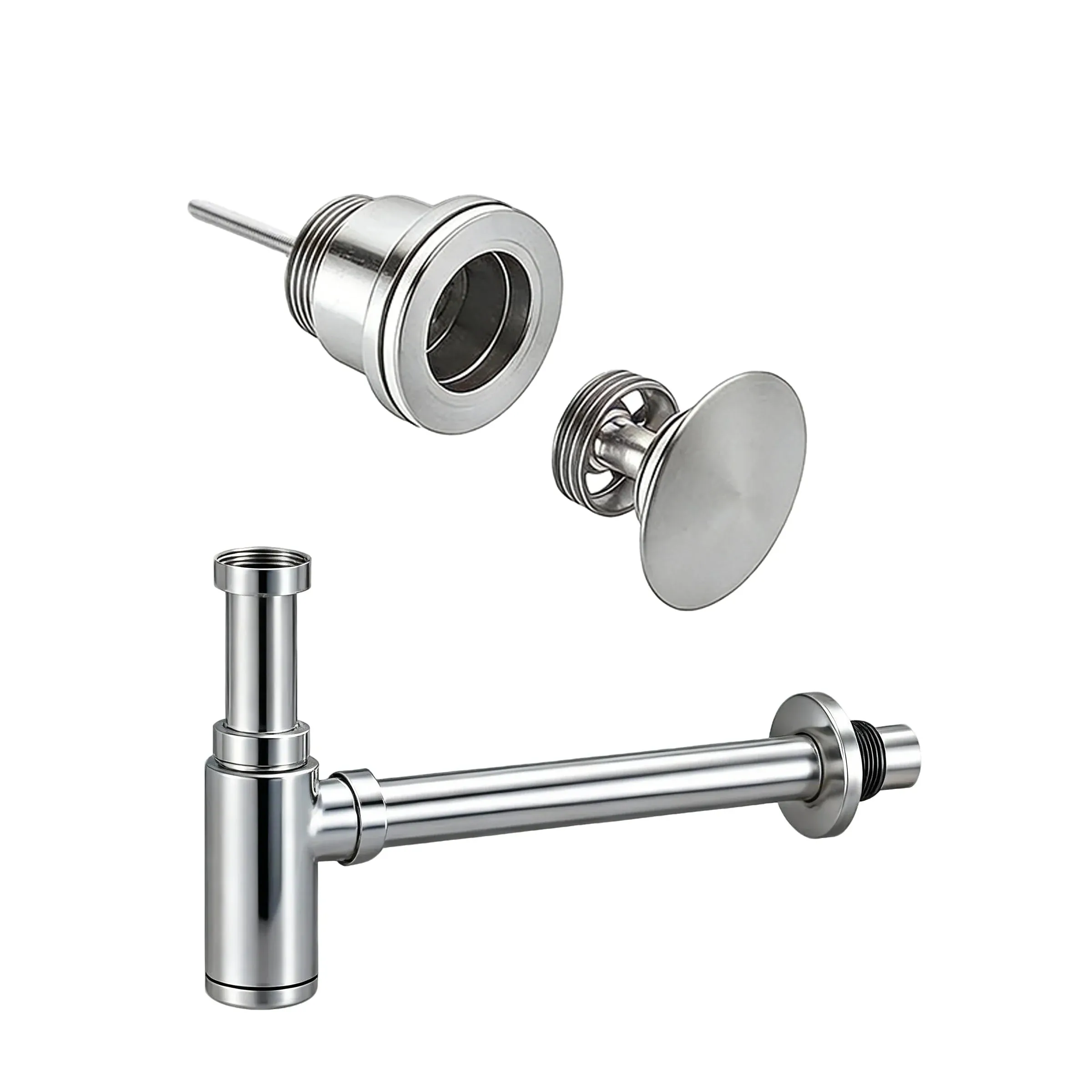 Afvoerset chrome clickwaste afvoerplug & sifron