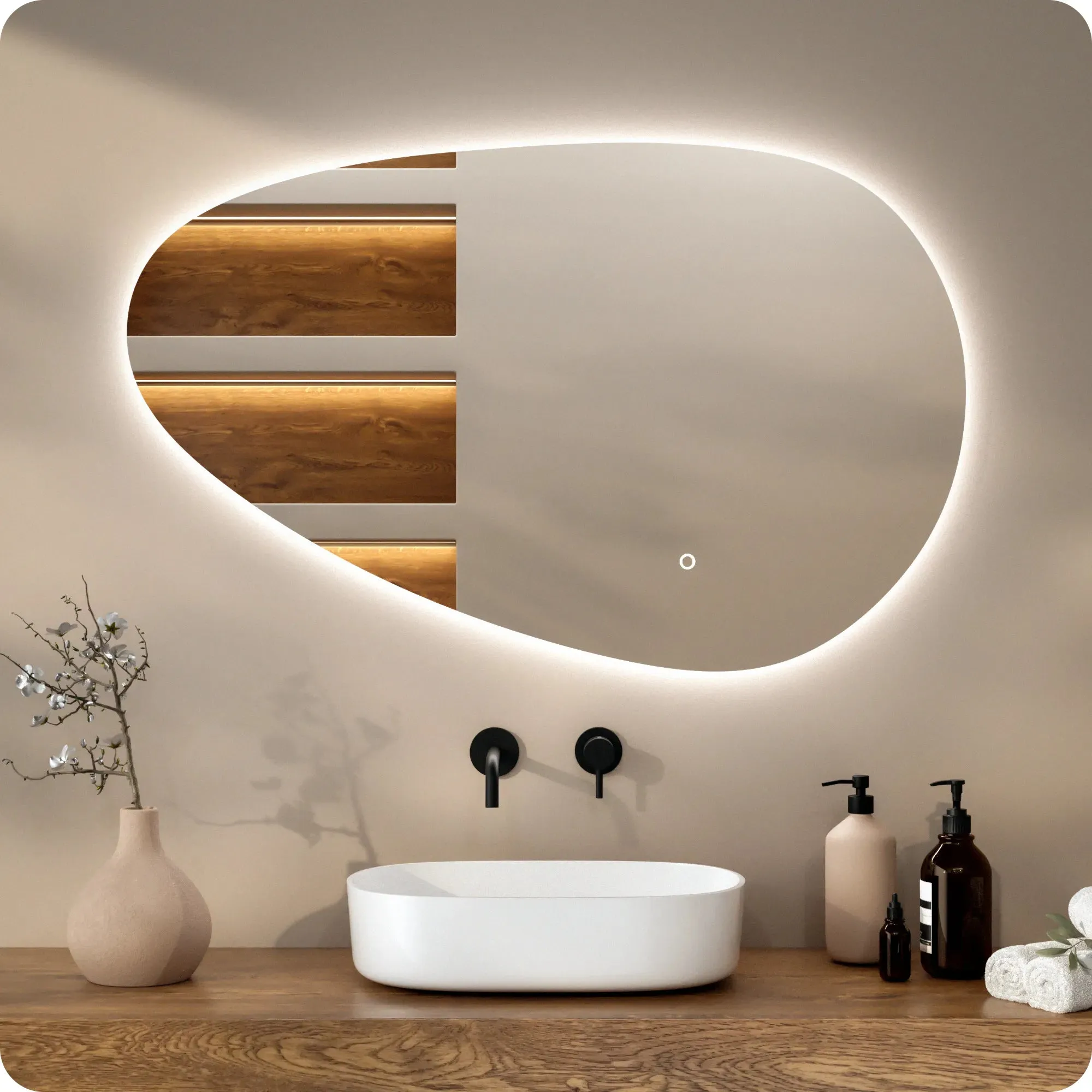 Miroir de salle de bain asymétrique 100x62.5 cm