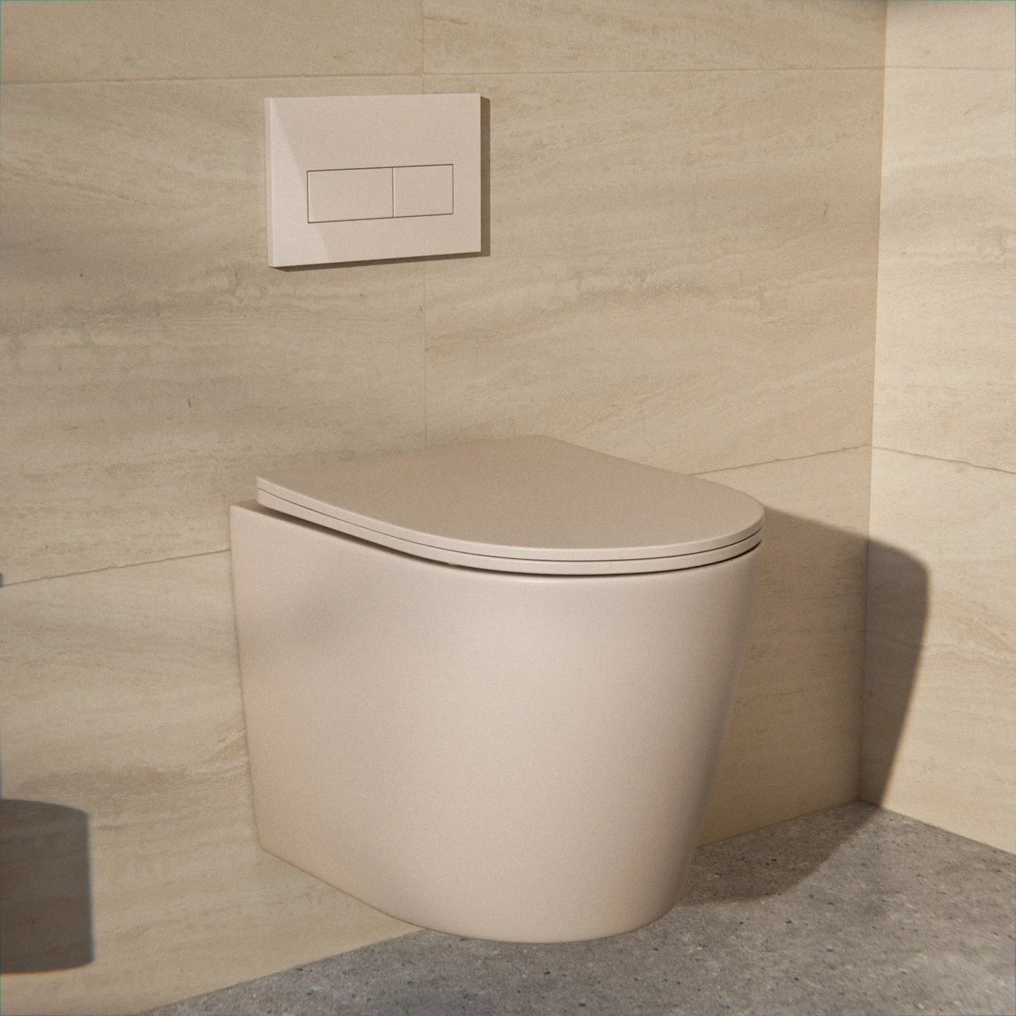 WC Suspendu Varo - Sans Bride - Abattant Soft-Close - Taupe