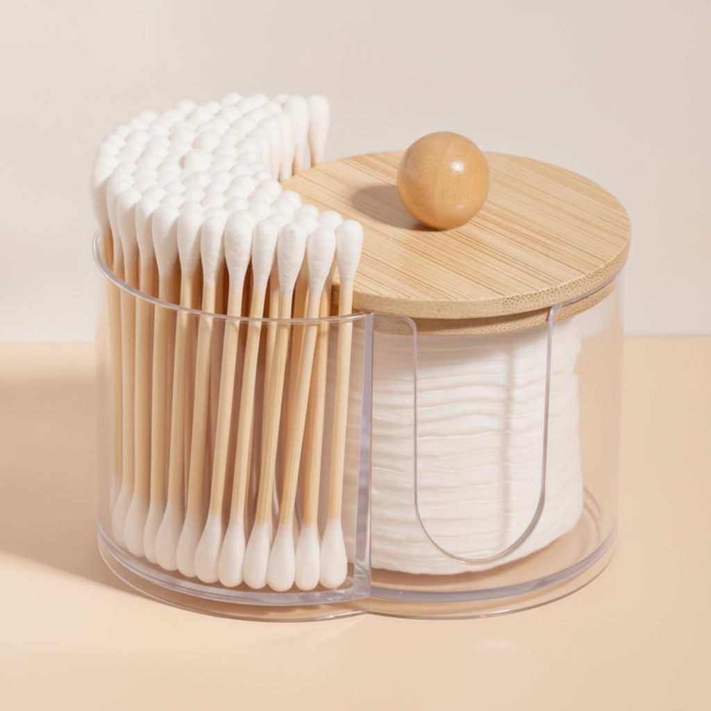 Boîte à coton double compartiment