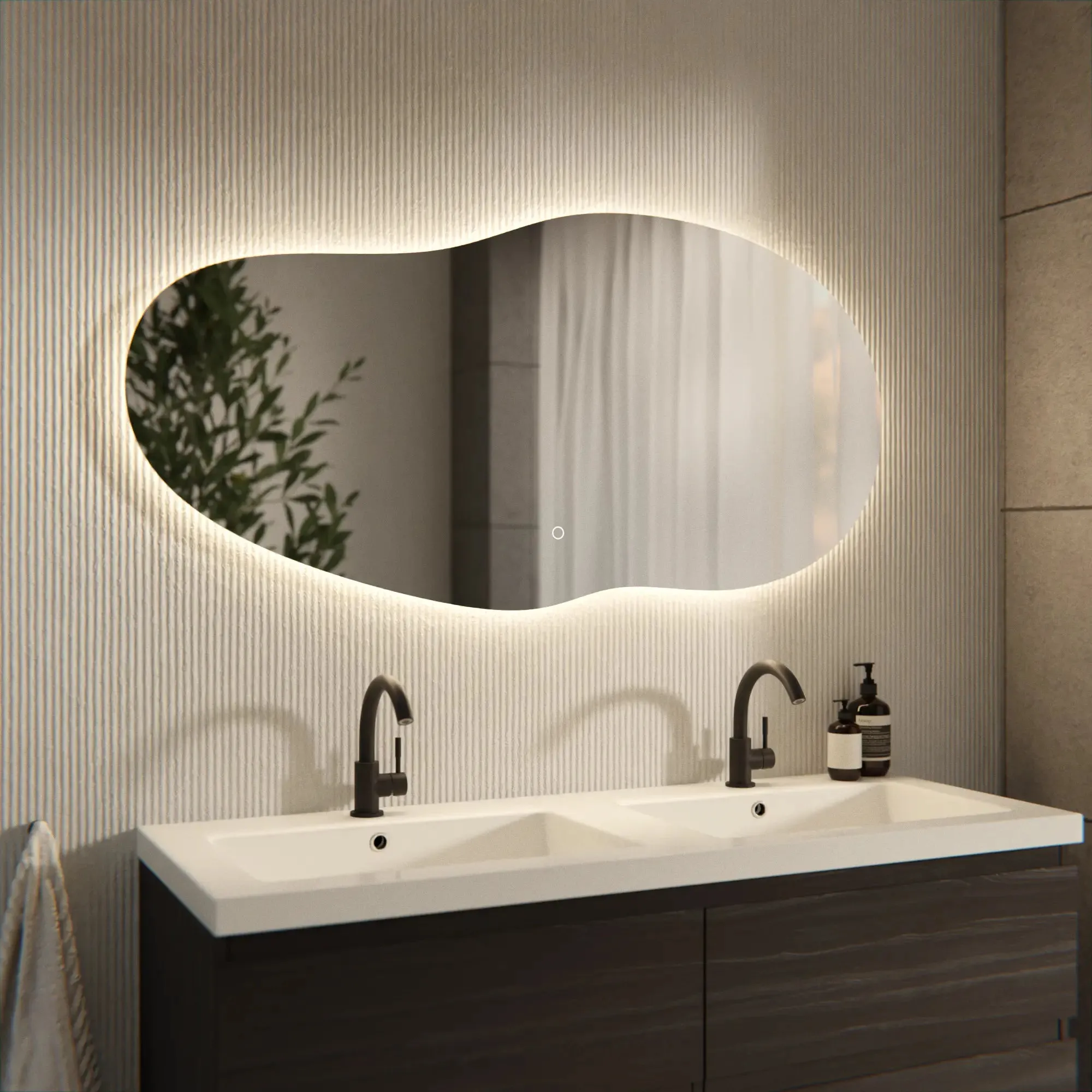 Miroir de salle de bain asymétrique LED 120x60 cm