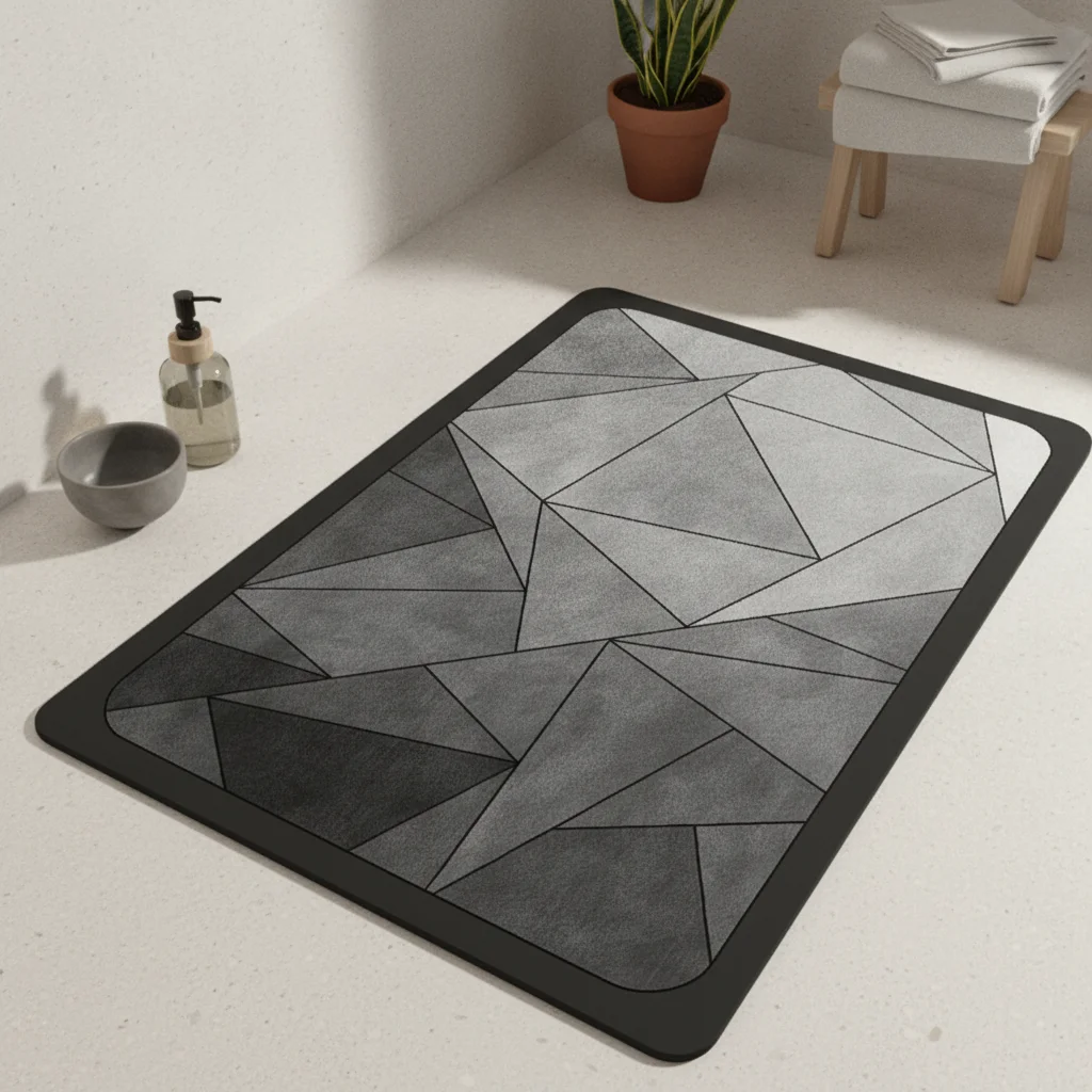 Tapis de bain en diatomite géométrique