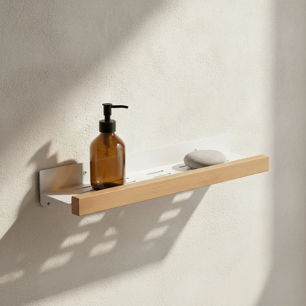 Étagère murale de salle de bain en bois