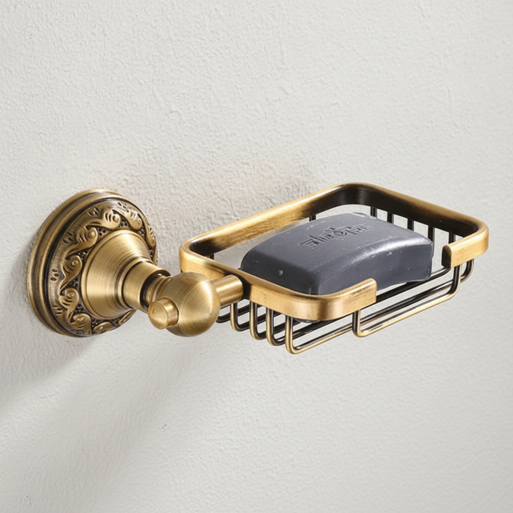 Porte-Savon Mural en Laiton Antique