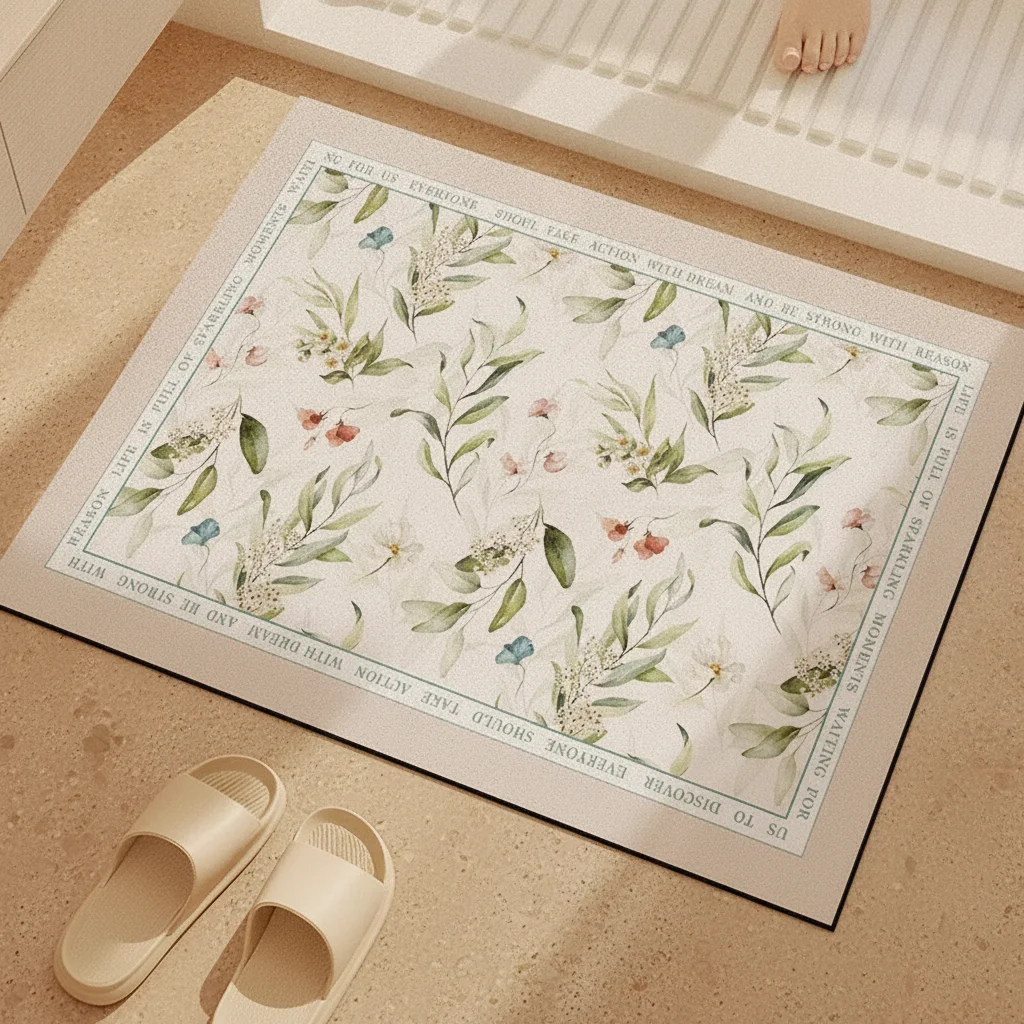 Tapis de bain en terre de diatomée florale