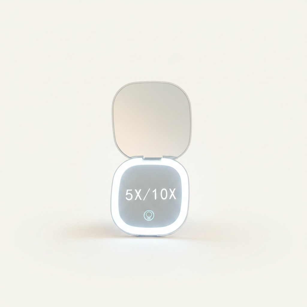 Miroir de poche LED grossissant