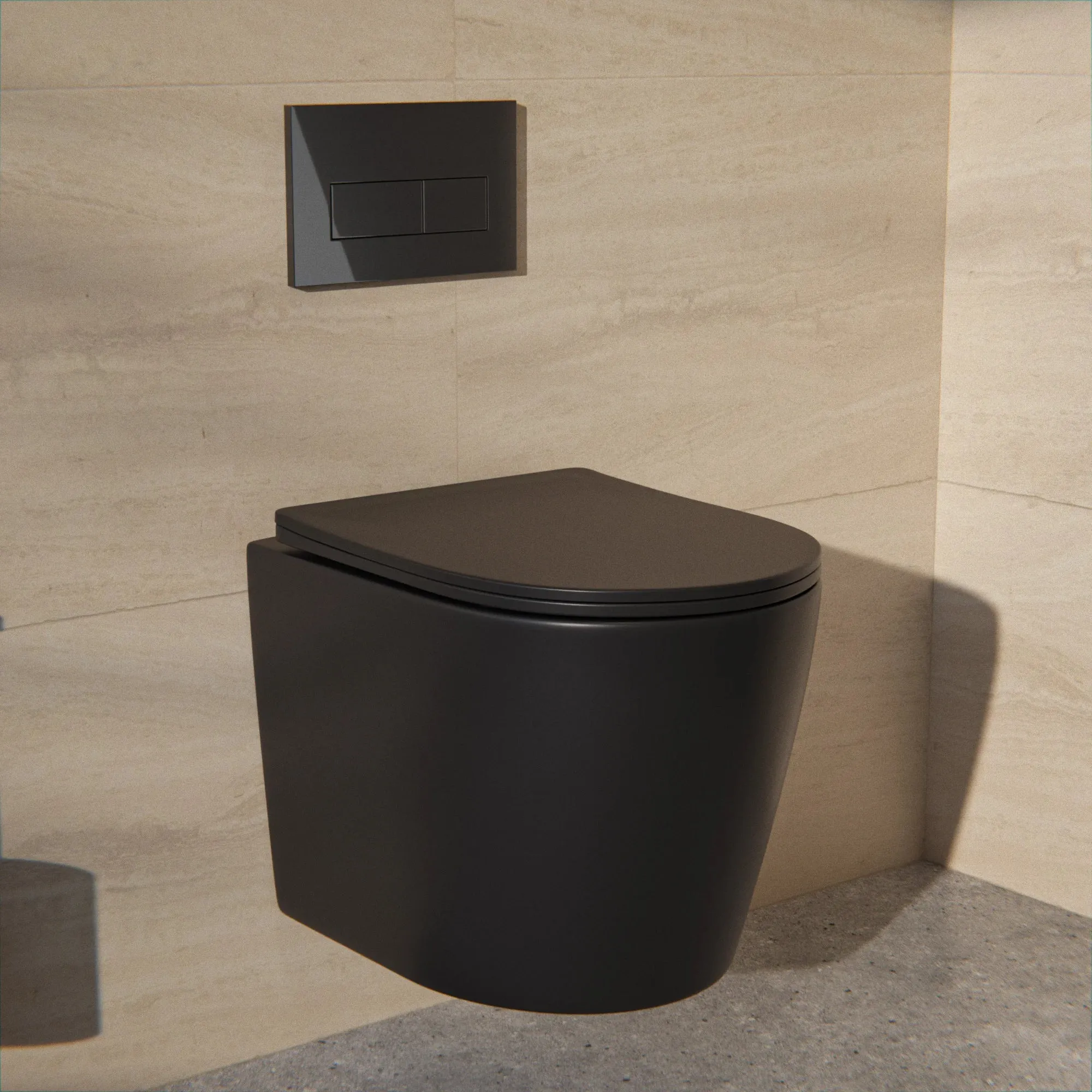 WC Suspendu Varo - Sans Bride - Abattant Soft-Close - Noir Mat