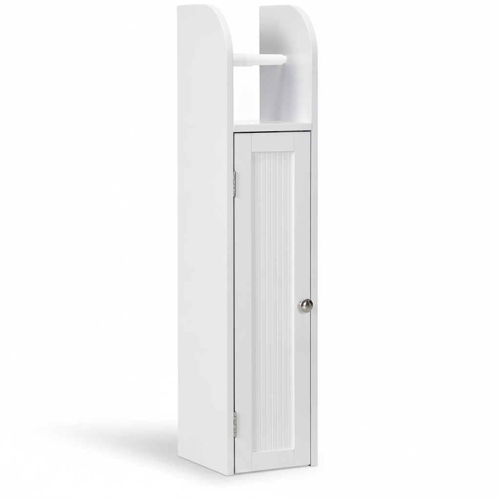 Meuble de rangement WC blanc 20x20x80 cm