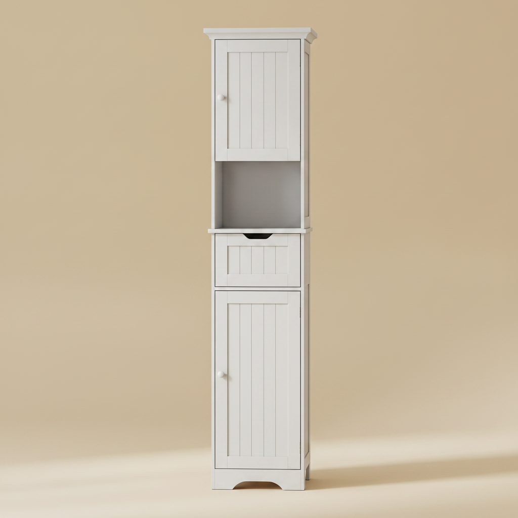 Colonne de salle de bain étroite blanche