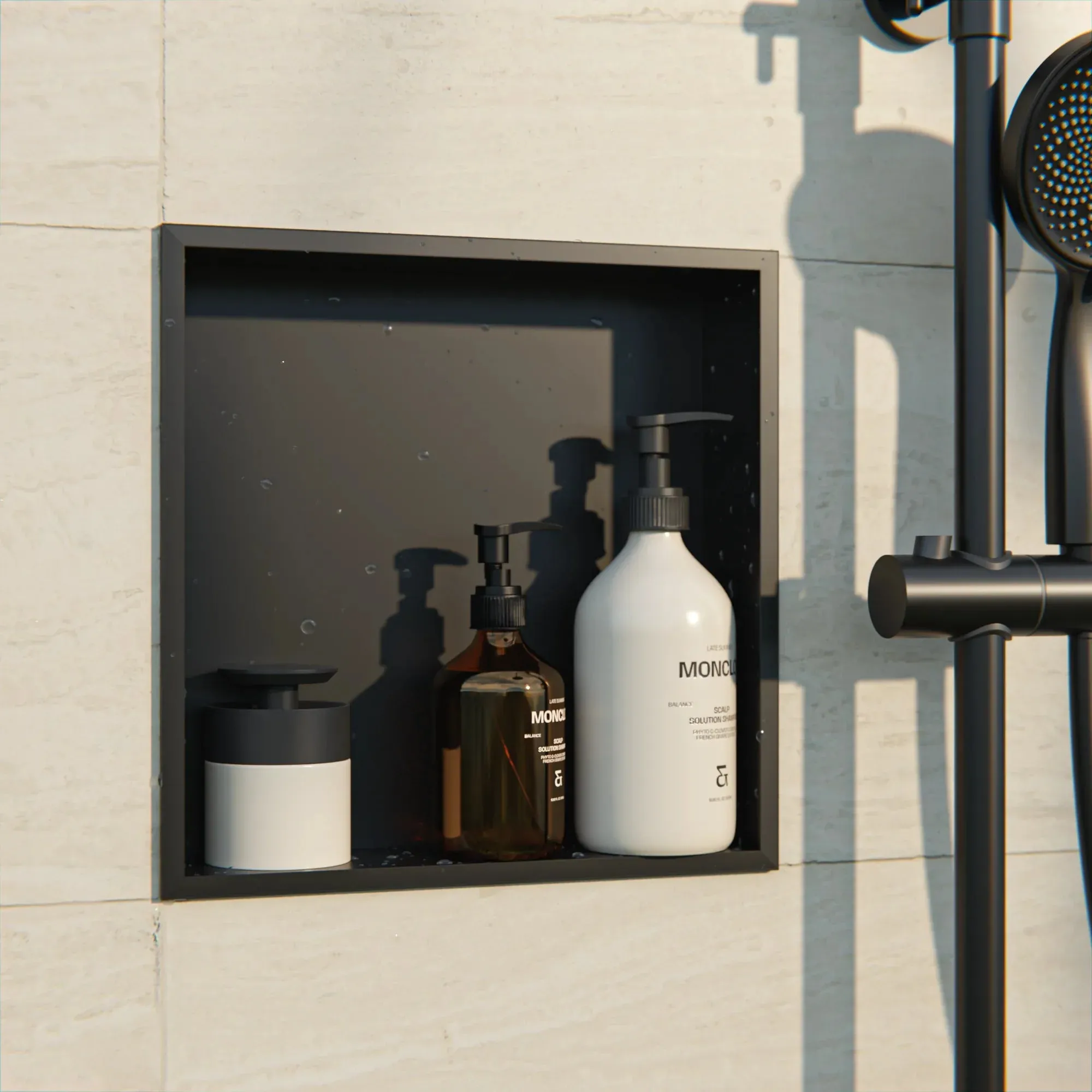Niche de douche encastrable noire 30x30x7 cm