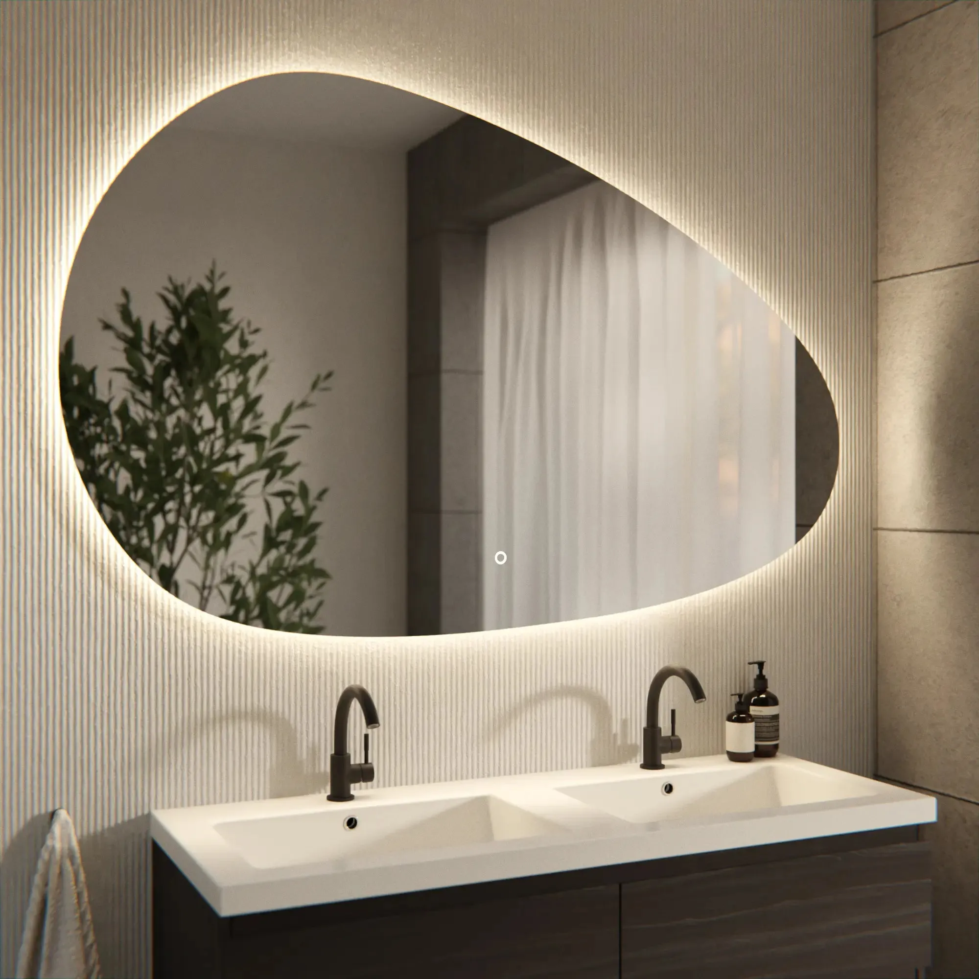 Miroir de salle de bain asymétrique sans cadre 150x93cm