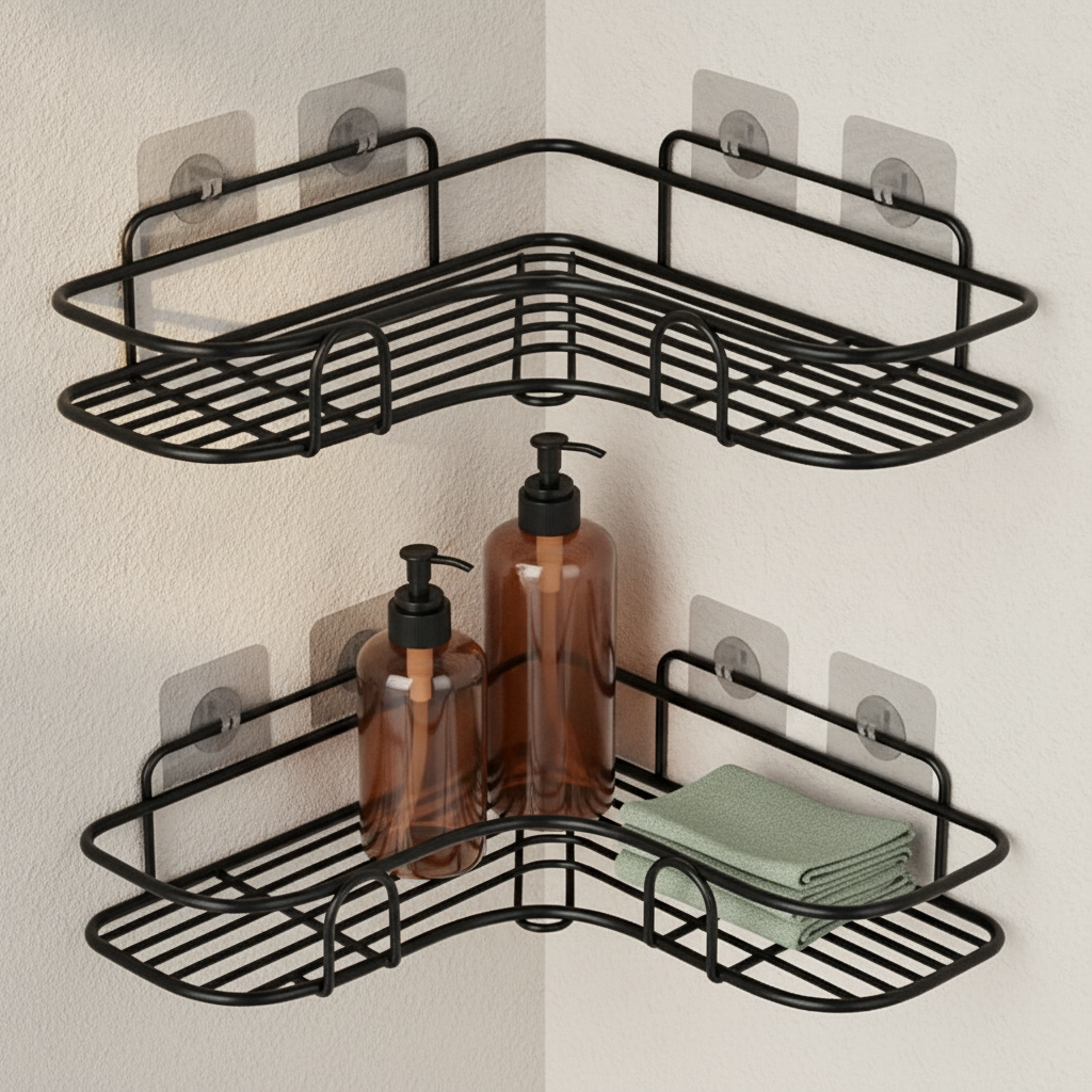 Étagère de douche d'angle murale en inox