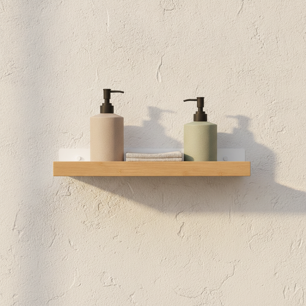 Étagère murale de salle de bain en bois