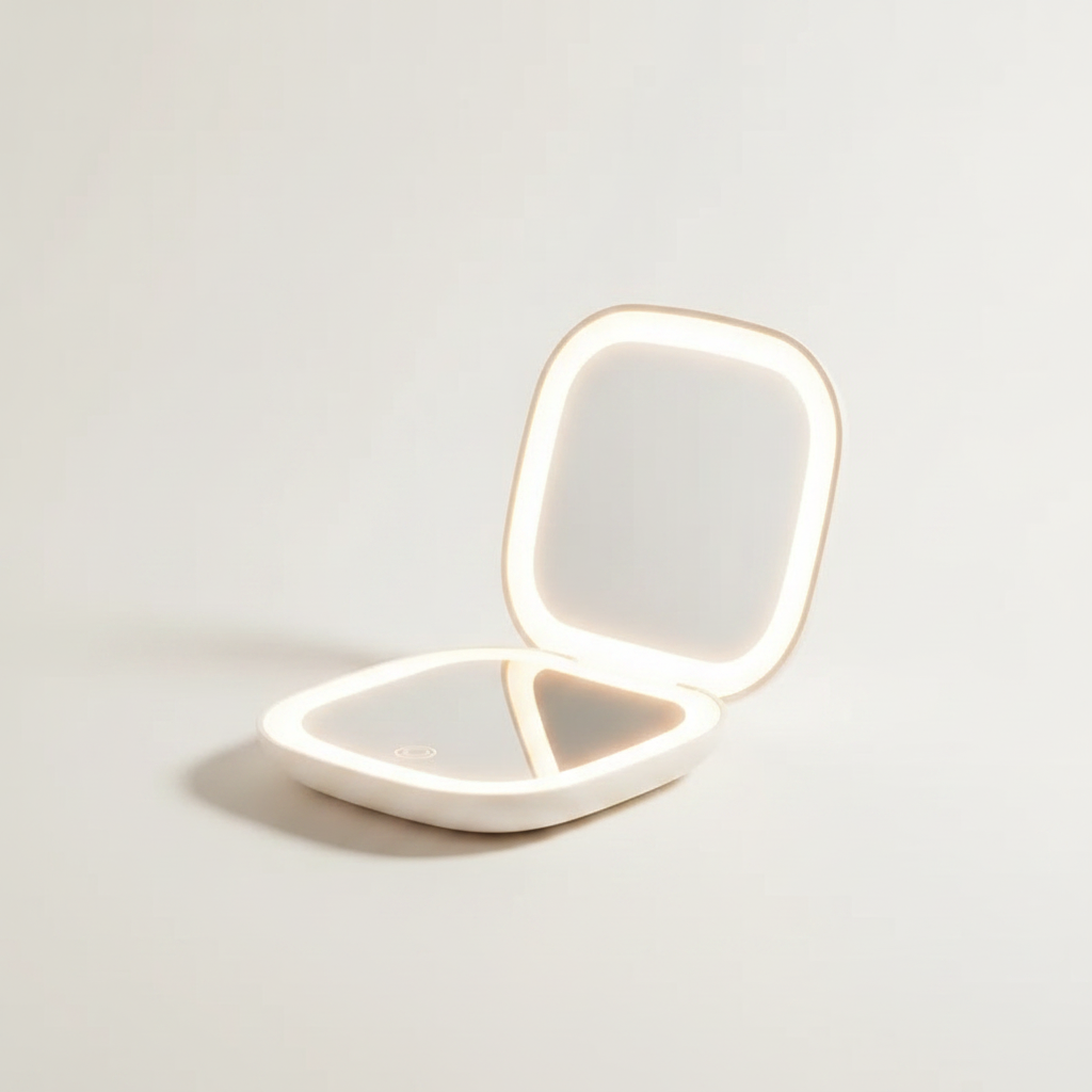 Miroir de poche LED grossissant 2X