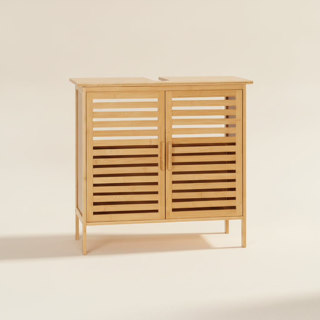 Meuble sous lavabo en bambou 2 portes