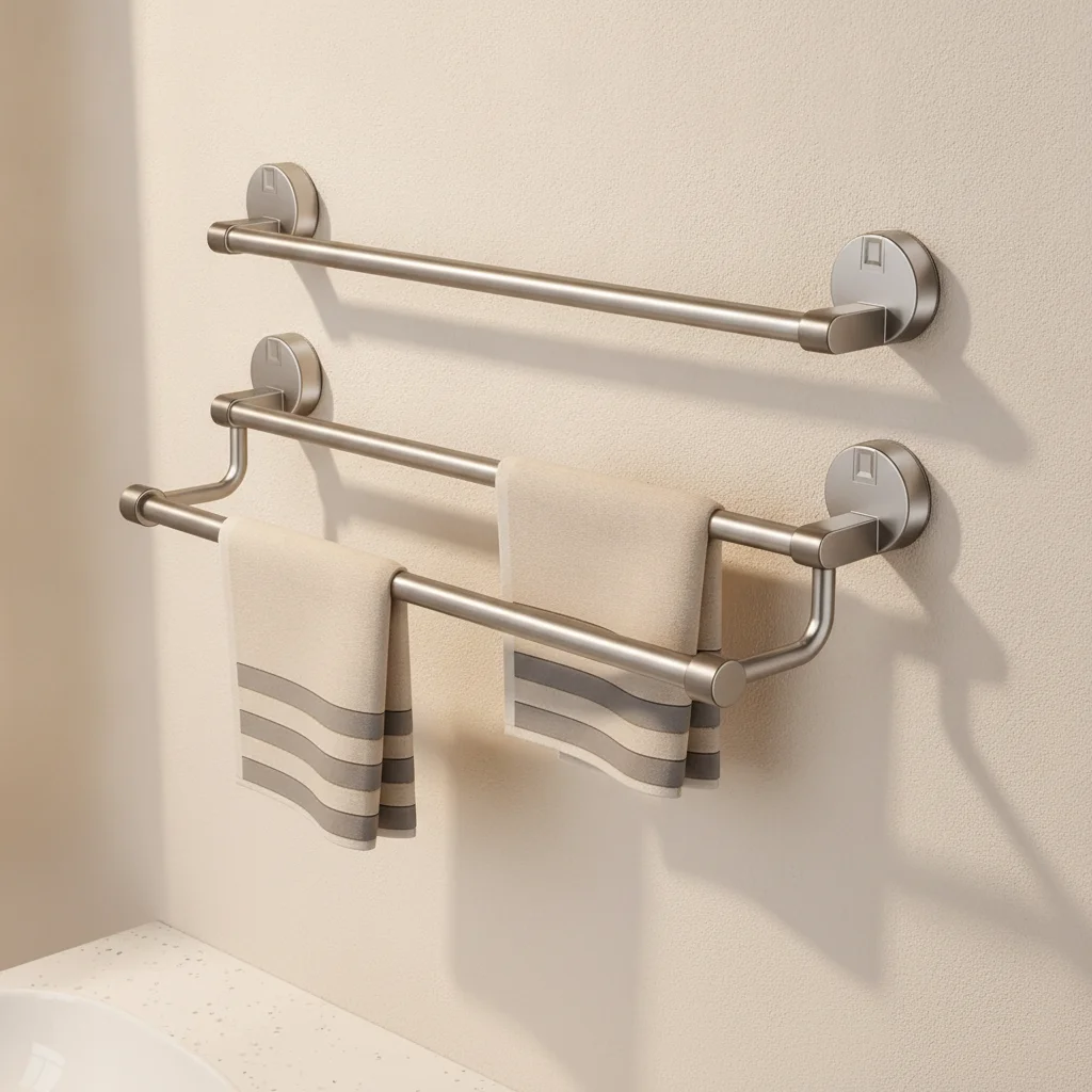 Porte-serviettes mural double barre sans perçage
