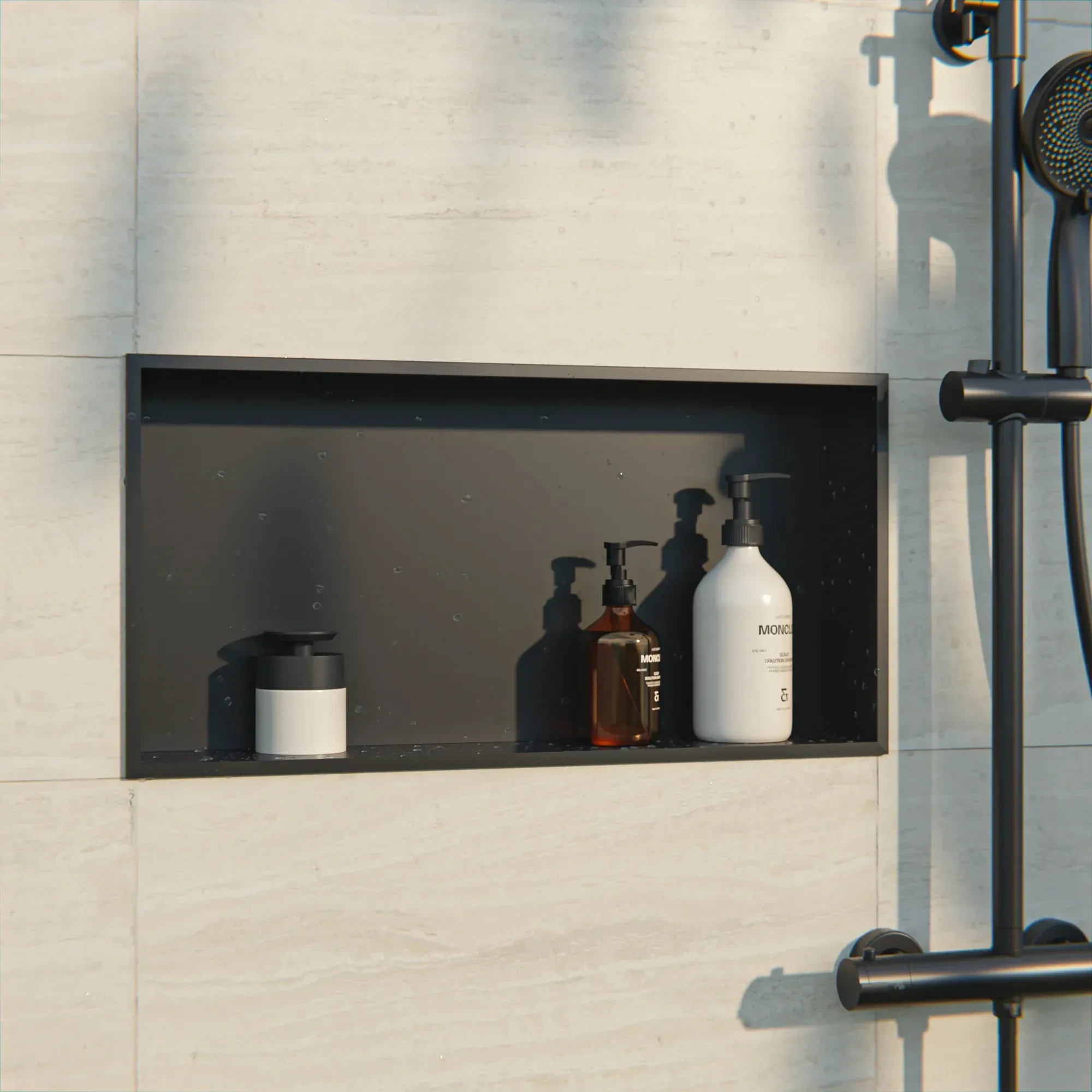 Niche de douche encastrable noire 30x60x10 cm