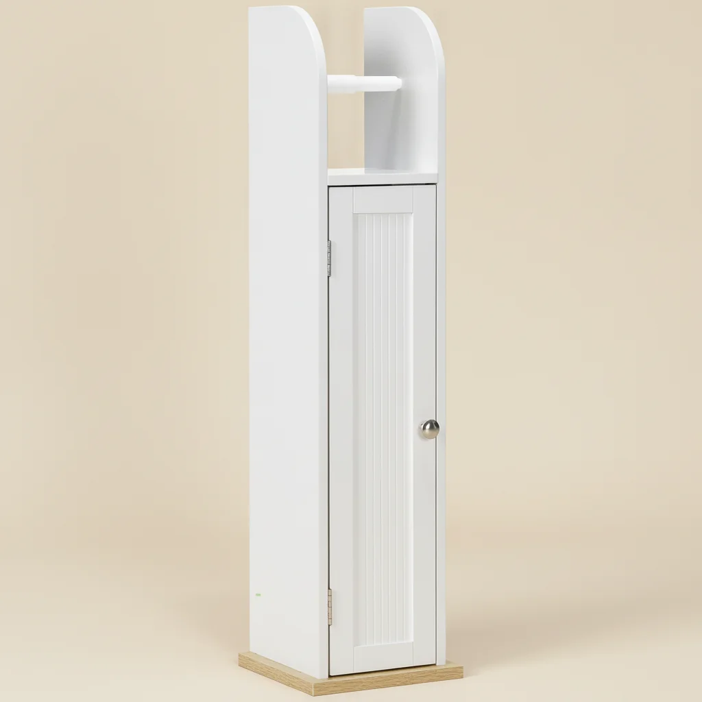 Meuble de rangement WC blanc 20x20x80 cm