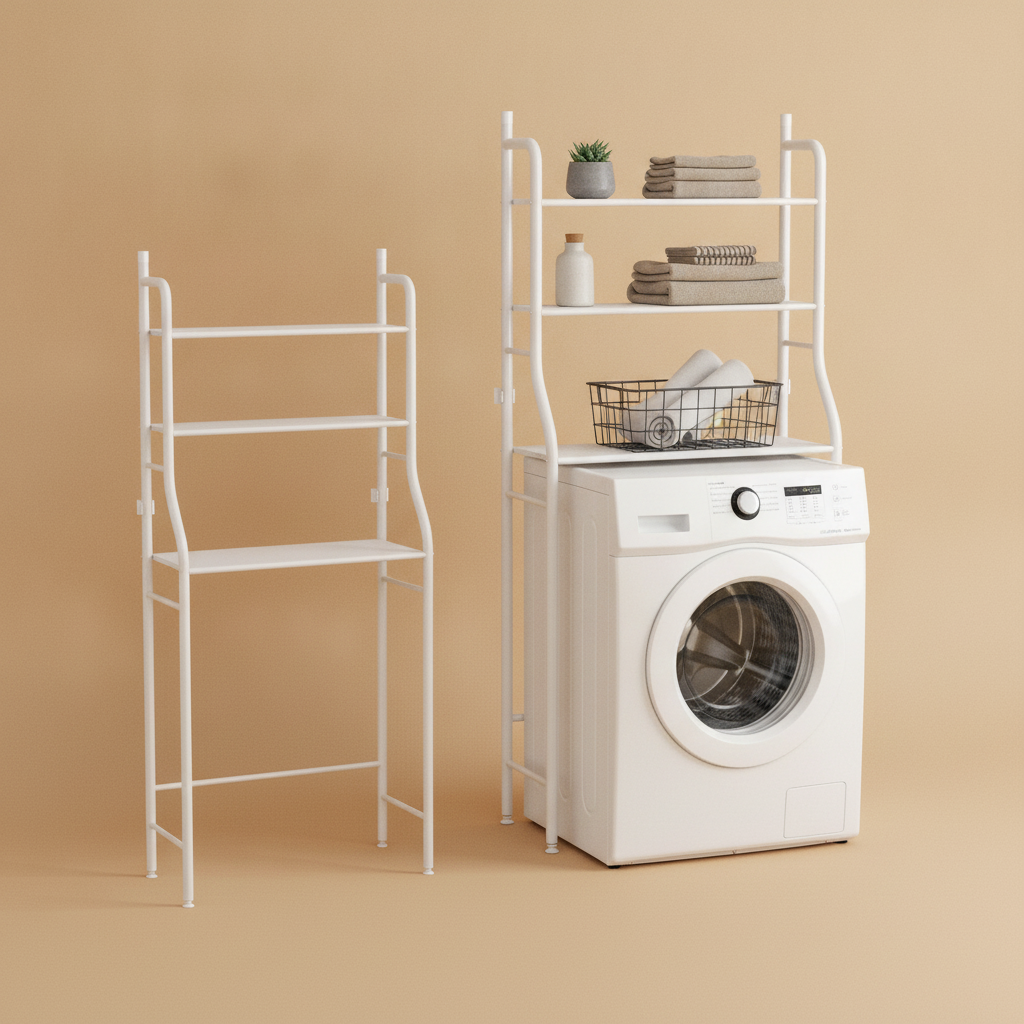 Meuble dessus WC en métal à 3 niveaux