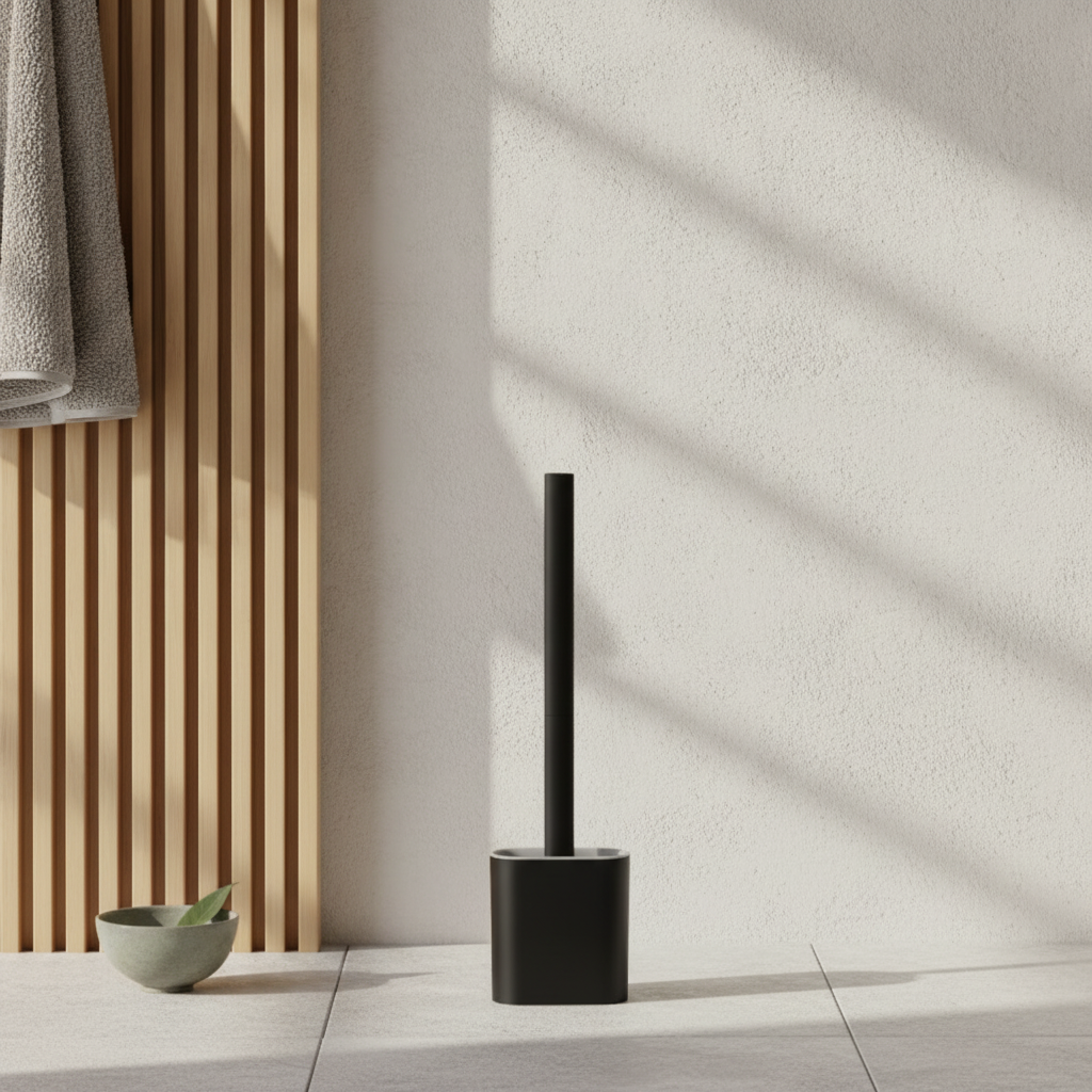 Brosse WC murale en silicone noir mat