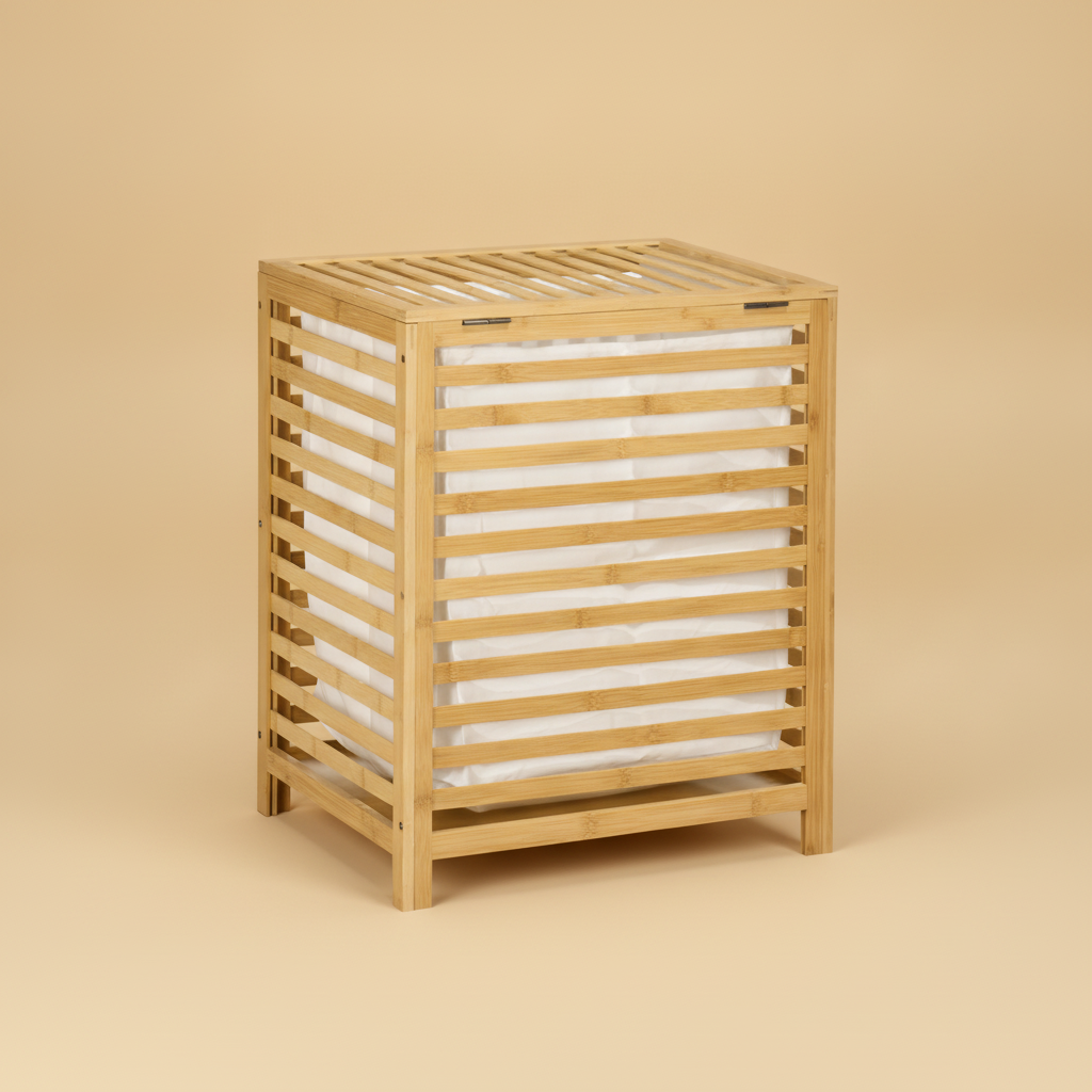 Panier à linge en bambou naturel 55L