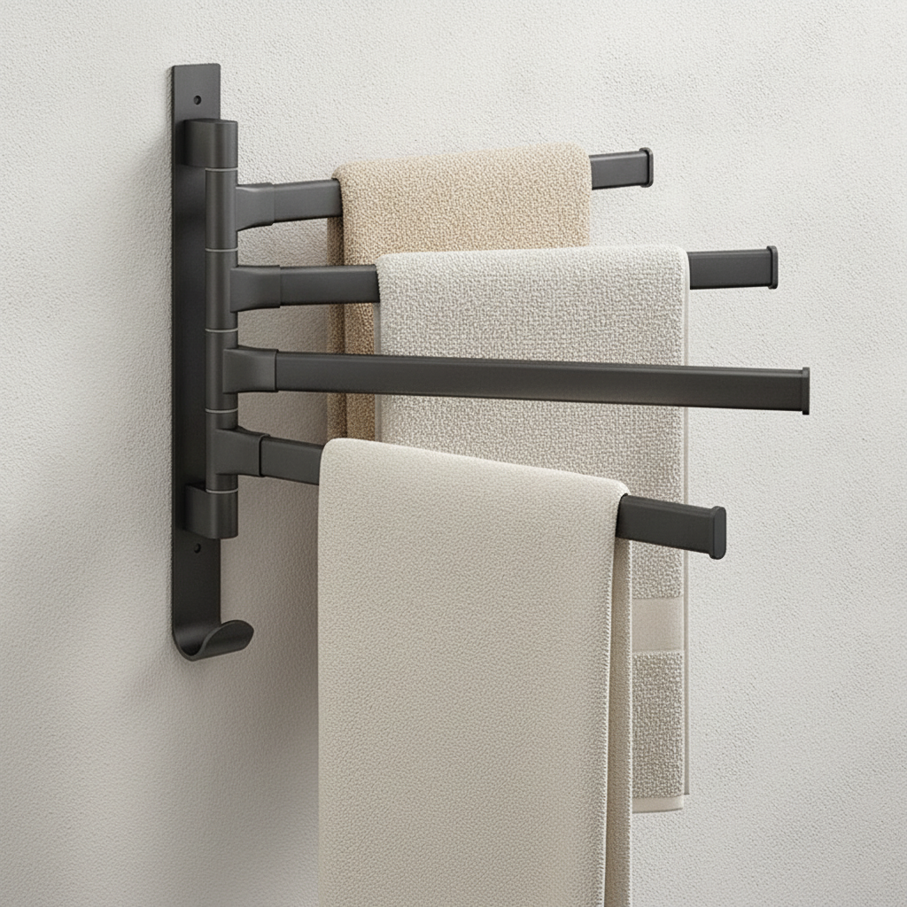 Porte-serviettes rotatif mural en aluminium