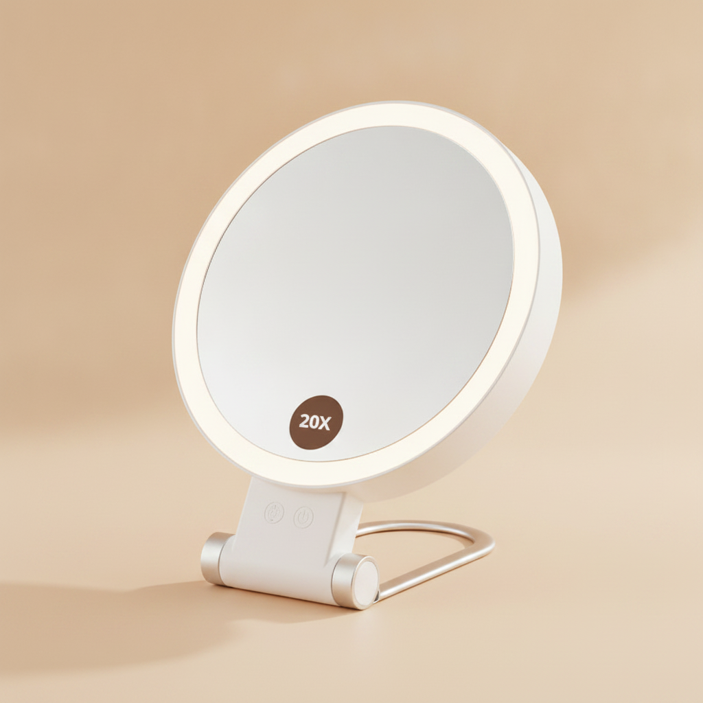 Miroir grossissant LED 1X/20X à poignée