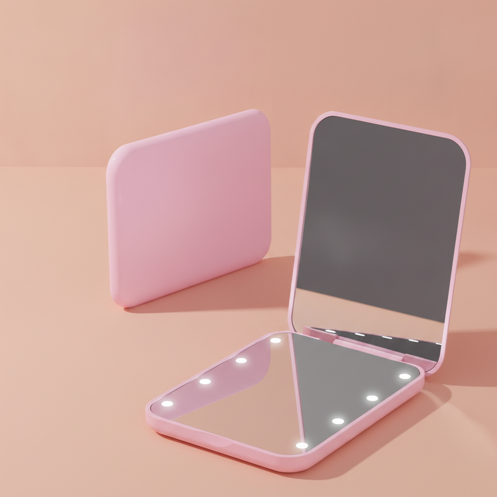Miroir de poche LED grossissant
