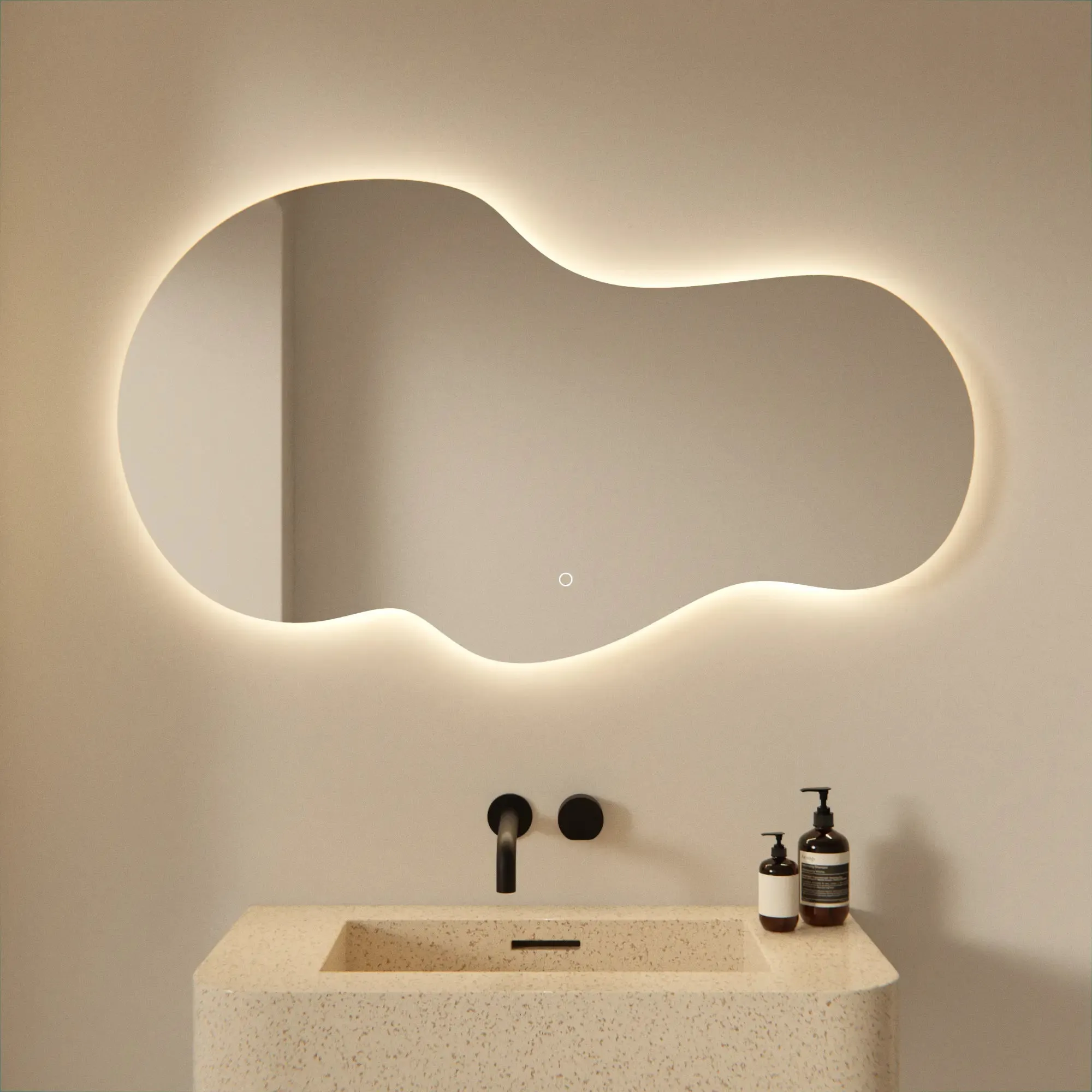 Miroir de salle de bain - 120x70 - Asymétrique - Sans cadre - Précommander