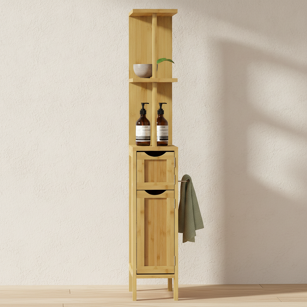 Colonne de salle de bain en bambou 120 cm