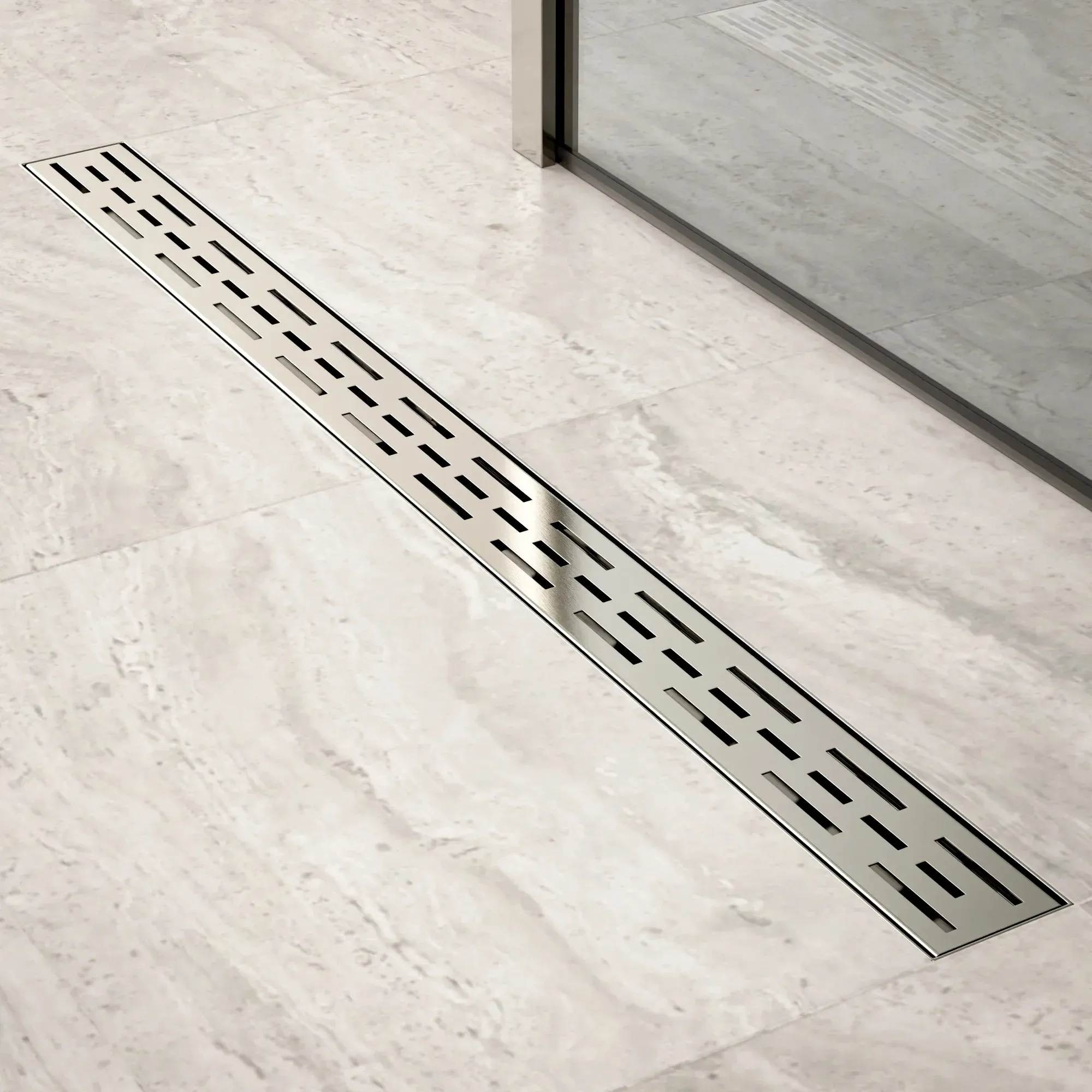 Caniveau de douche – 90 cm – Grille standard – Acier inoxydable – avec bride