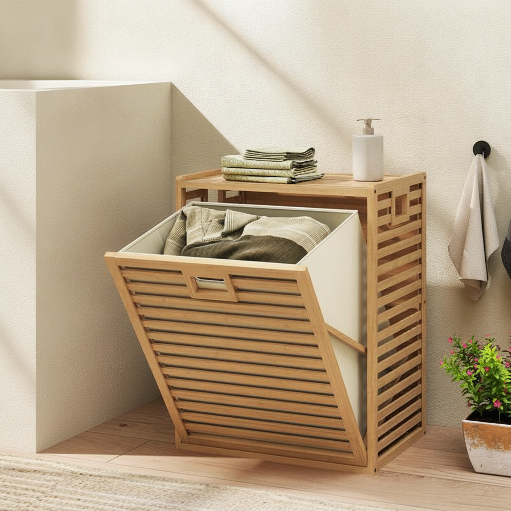 Panier à linge pliable en bambou 18 cm