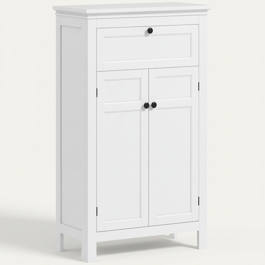 Meuble de rangement salle de bain 2 portes 60x30x102,5 cm