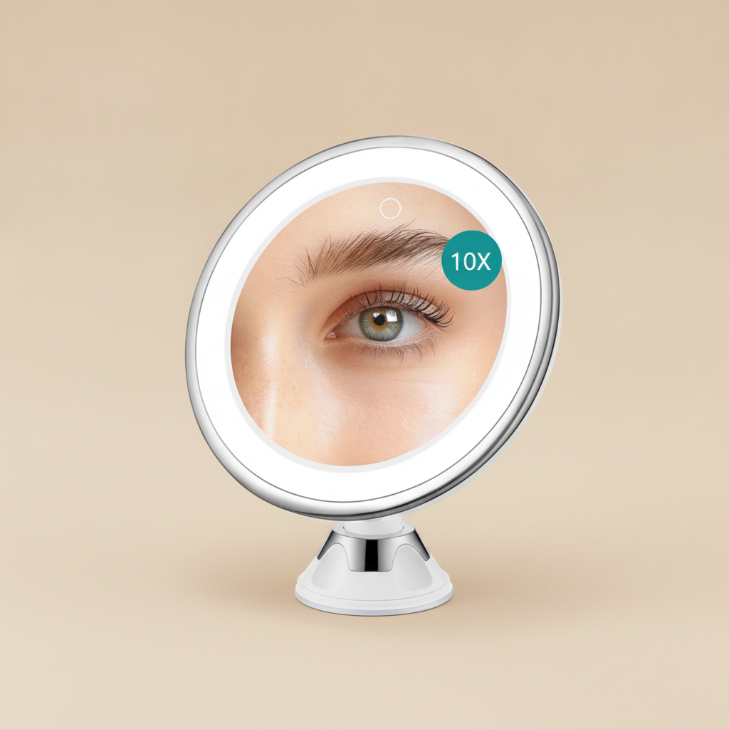 Miroir grossissant LED 10x à ventouse
