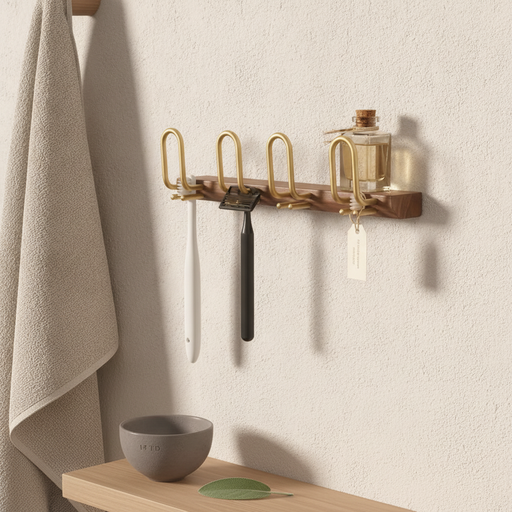 Porte-brosse à dents mural en bois